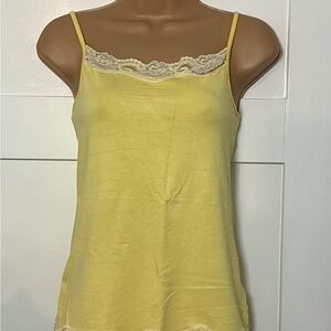 Kettlewell Yellow Viscose Lace Trim Camisole / Cami Top Size Small